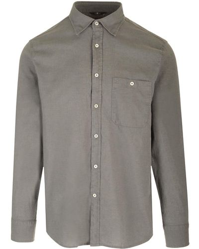 7 For All Mankind Cotton-Linen Blend Shirt - Gray