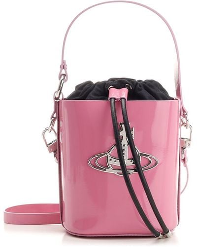 Vivienne Westwood "daisy" Patent Leather Bucket Bag - Pink