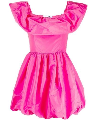 MSGM Ruffled Off-shoulder Puffball Dress - Pink