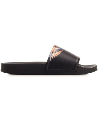 Marcelo Burlon Slides With Iconic Wings Print - White