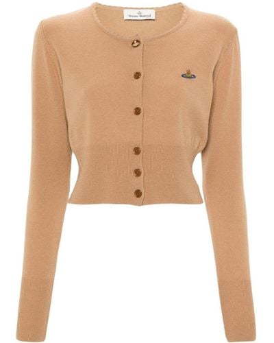 Vivienne Westwood Orb-embroidered Cropped Cardigan - Natural