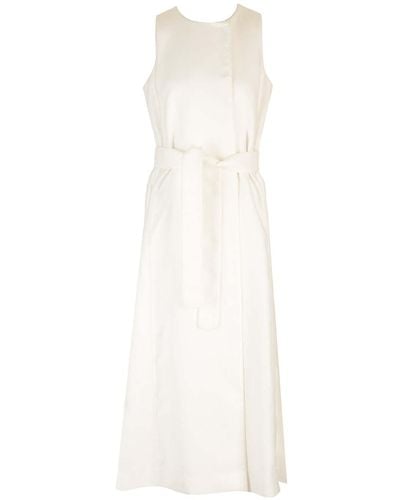 Max Mara Long Linen Vest With Piping - White
