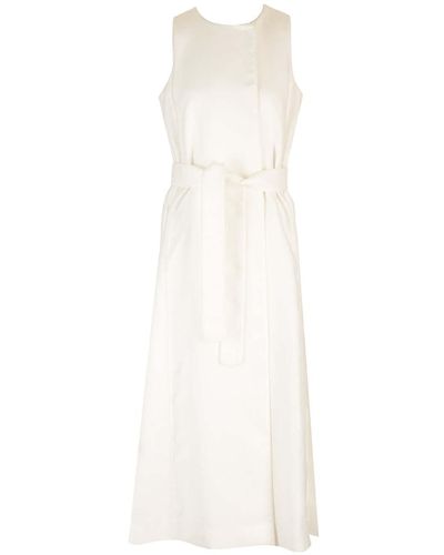 Max Mara Long Linen Vest With Piping - White