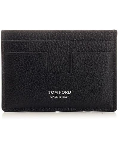 Tom Ford Grained Leather Card Holder With Logo - Black