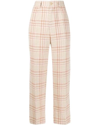 Forte Forte Textured Check Patterned Pants - Natural