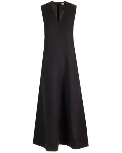 Totême Black Fluid Dress With V-neck