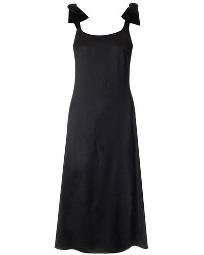 Chloé Velvet Bow Midi Dress - Black