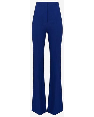 Alexander McQueen Blue High-waisted Narrow Bootcut Trousers
