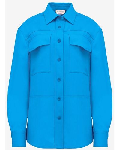 Alexander McQueen Hemd mit taschen im militärstil - Blau