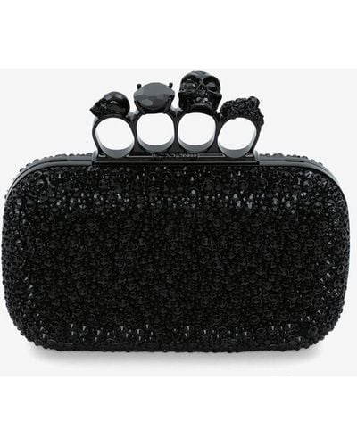 Alexander McQueen Minaudière knuckle avec chaîne - Noir