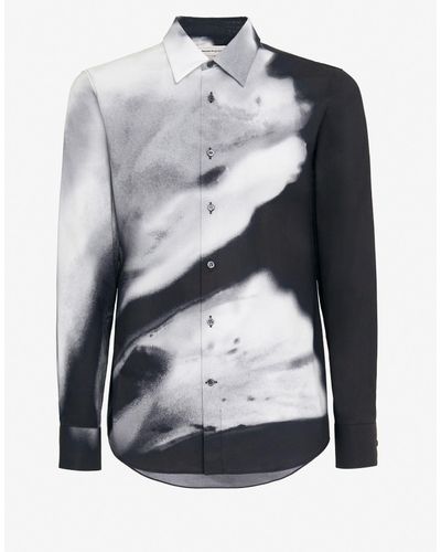 Alexander McQueen Black Solarised Flower Shirt - Gray