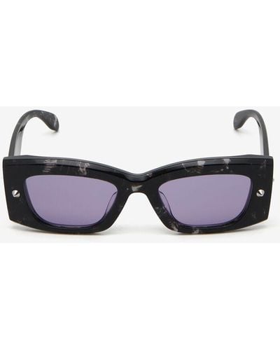 Alexander McQueen Rechteckige sonnenbrille mit spike-studs - Weiß