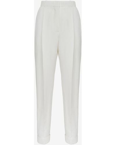 Alexander McQueen Pantalon à pinces slim - Blanc