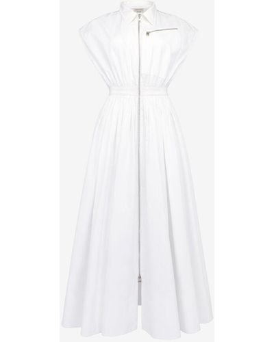 Alexander McQueen Blusenkleid mit überschnittenen schultern - Weiß