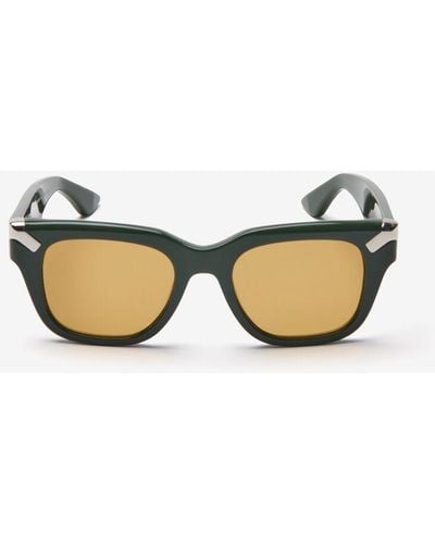 Alexander McQueen Green Punk Rivet Square Sunglasses - Metallic