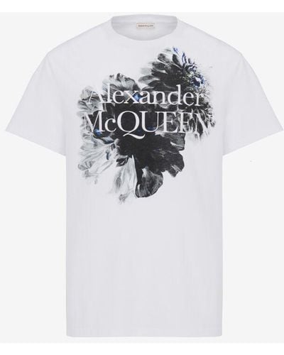 Alexander McQueen T-shirt con logo dutch flower - Bianco