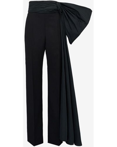 Alexander McQueen Pantalon large à nœud - Noir