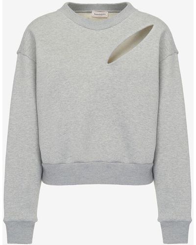 Alexander McQueen Silver Slashed Sweatshirt - Grey