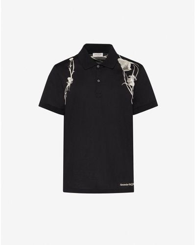 Alexander McQueen Pressed Flower Harness Polo Shirt - Black