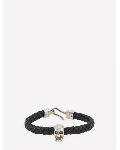 Alexander McQueen Skull Leather Bracelet - Black