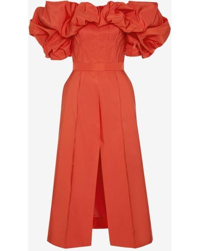 Alexander McQueen Orange Off-the-shoulder Corset Dress - Multicolor