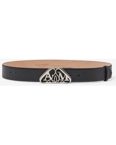 Alexander McQueen Seal Logo Belt - Black