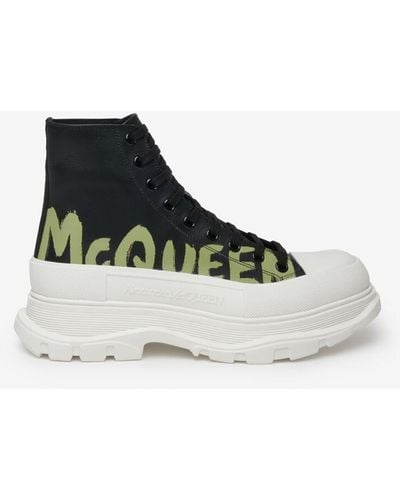 Alexander McQueen 'tread Slick Graffiti' Ankle Boots - Black
