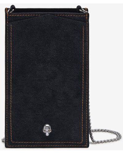 Alexander McQueen Blue Skull Phone Case With Chain - White
