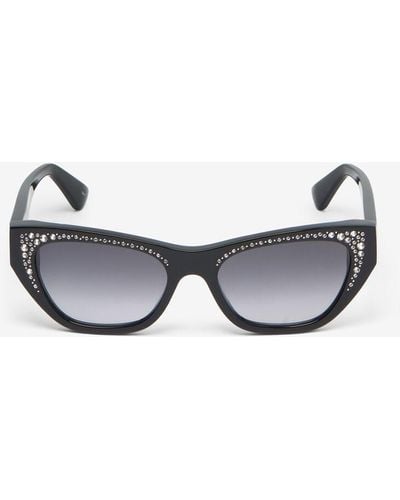 Alexander McQueen Black Pavé Jeweled Sunglasses - Metallic