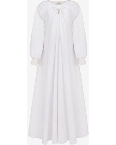 Alexander McQueen White Cocoon Sleeve Knot Midi Dress