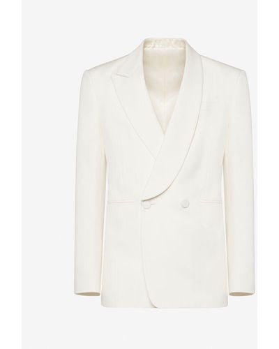 Alexander McQueen Zweireihige jacke mit halbem schalkragen - Weiß