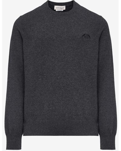 Alexander McQueen Black Seal Logo Sweater - Grey