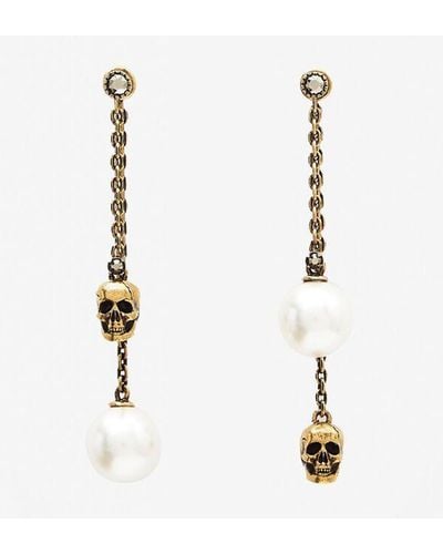 Alexander McQueen Pearly Skull Earring - White