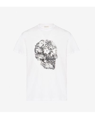 Alexander McQueen T-shirt mit wax flower skull-print - Weiß