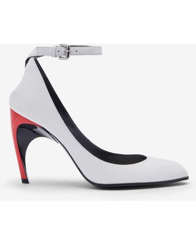 Alexander McQueen White Armadillo Ankle Strap Pump