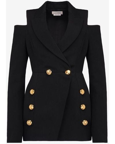 Alexander McQueen Cut-out Double-breasted Military Jacket - Black