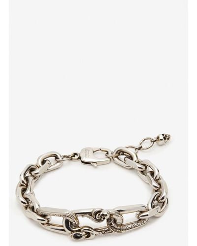 Alexander McQueen Bracelet à chaîne snake & skull - Métallisé