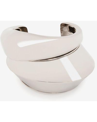 Alexander McQueen Silver Iris Cuff - White