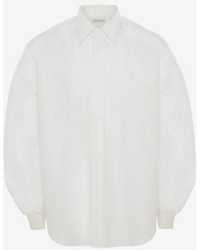 Alexander McQueen Popeline-hemd mit überschnittenen schultern - Weiß