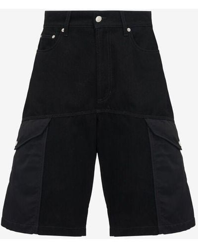 Alexander McQueen Hybrid Denim Cargo Shorts - Black