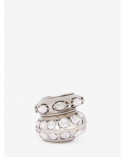Alexander McQueen Silberfarbener Ring Mit Kristallen - Mettallic