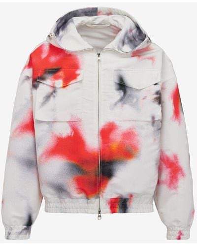 Alexander McQueen Giacca a vento Obscured Flower - Rosso