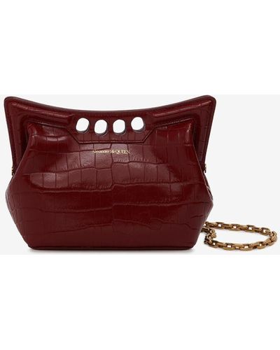 Alexander McQueen Red The Peak Bag Mini With Chain