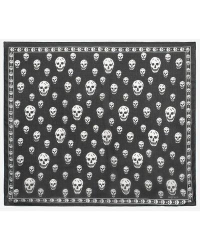 Alexander McQueen Foulard classique skull en mélange soie - Noir