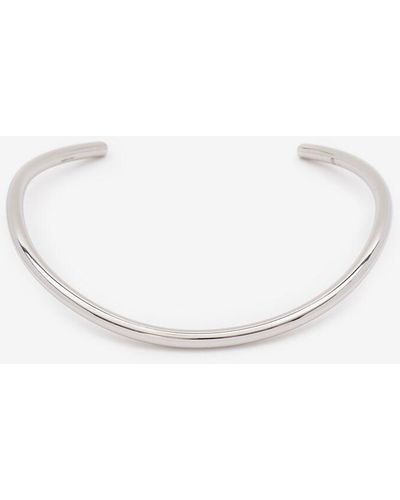 Alexander McQueen Silver Thin Tubular Choker - Metallic