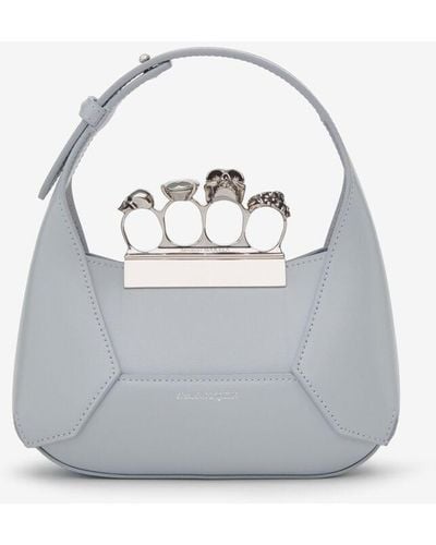 Alexander McQueen Gray & Silver The Jeweled Hobo Mini Bag