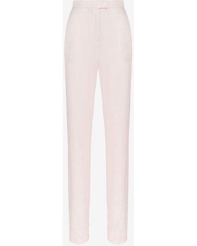 Alexander McQueen Pink High-waisted Cigarette Pants - White