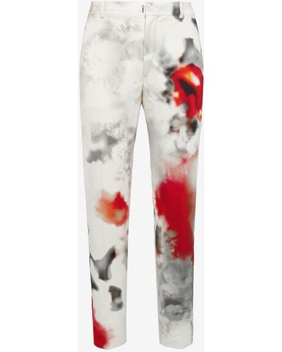 Alexander McQueen Pantalon cigarette obscured flower - Rouge