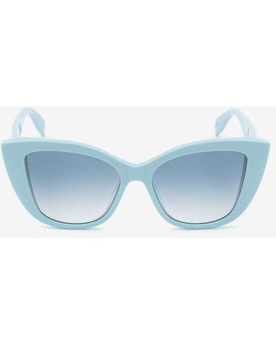Alexander McQueen Blue Mcqueen Graffiti Cat-eye Sunglasses