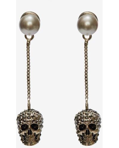 Alexander Mcqueen Outlet: mini rhinestones pavé Skull earrings